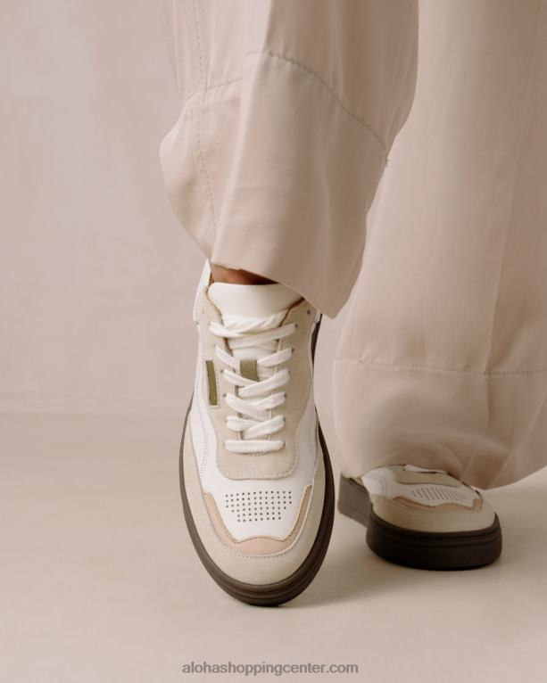 tb87 vintage - bež in zelene usnjene superge ženske Alohas 0D4R865