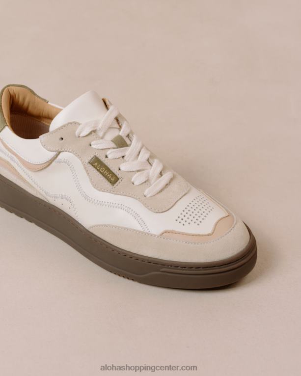 tb87 vintage - bež in zelene usnjene superge ženske Alohas 0D4R865