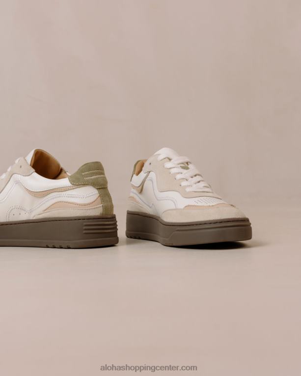 tb87 vintage - bež in zelene usnjene superge ženske Alohas 0D4R865