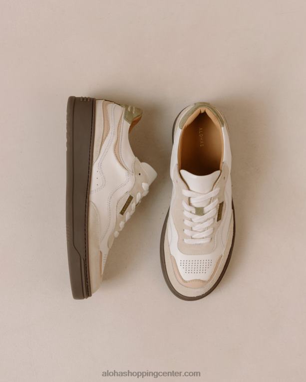 tb87 vintage - bež in zelene usnjene superge ženske Alohas 0D4R865