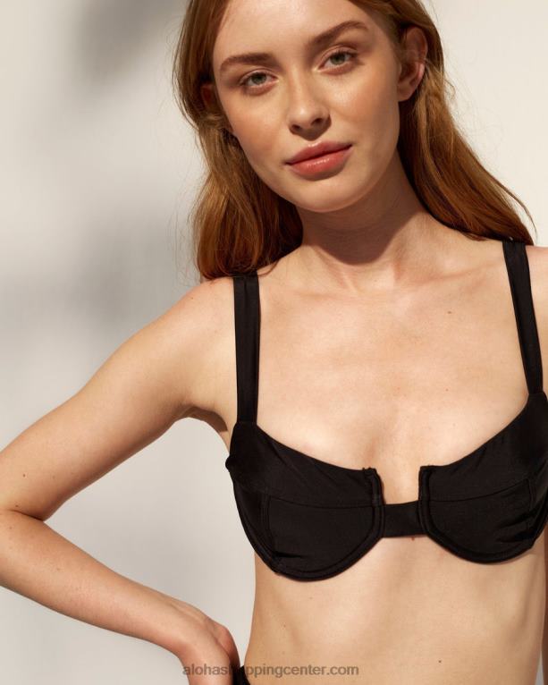 the loop - zgornji del bikinija iz črnega recikliranega najlona ženske Alohas 0D4R8830