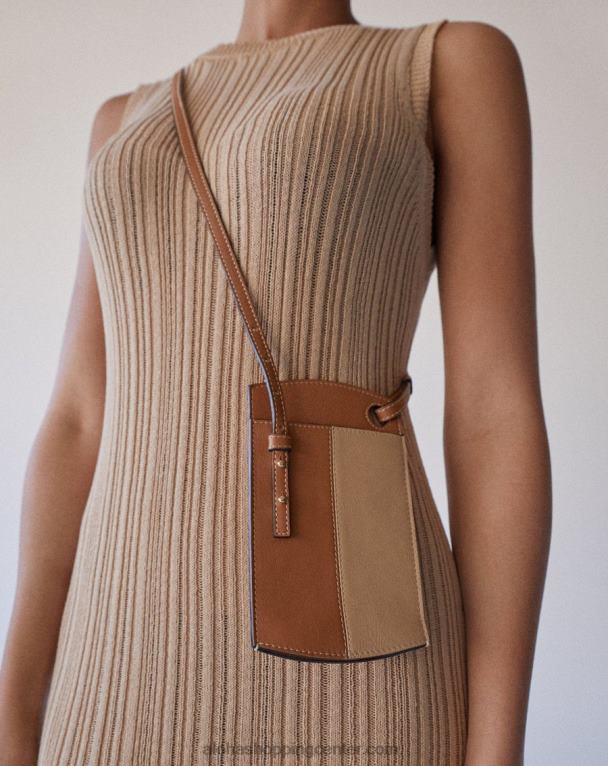 torbica za telefon - rjava in bež usnjena torbica ženske Alohas 0D4R81128