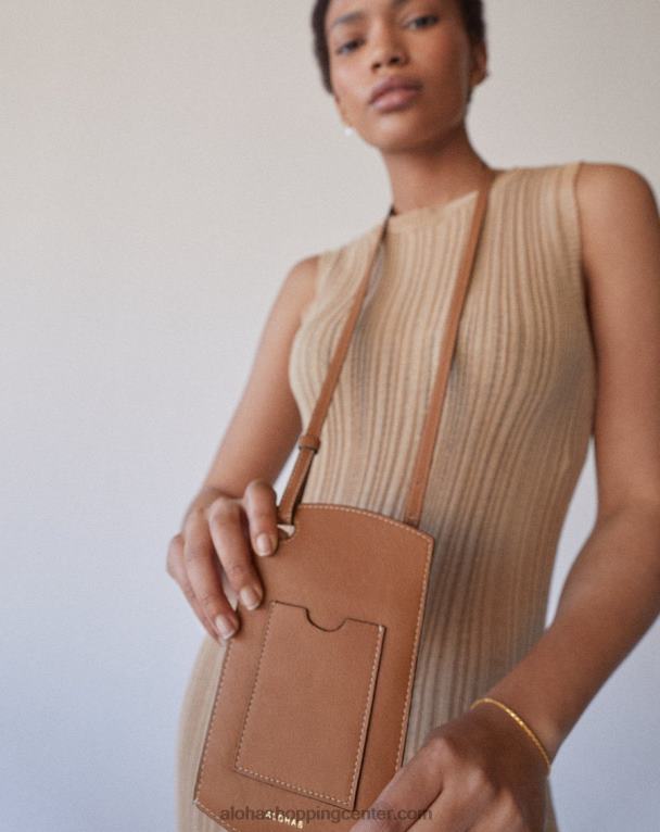 torbica za telefon - rjava in bež usnjena torbica ženske Alohas 0D4R81128