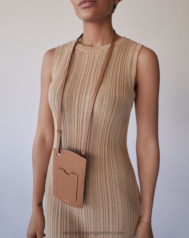 torbica za telefon - rjava in bež usnjena torbica ženske Alohas 0D4R81128