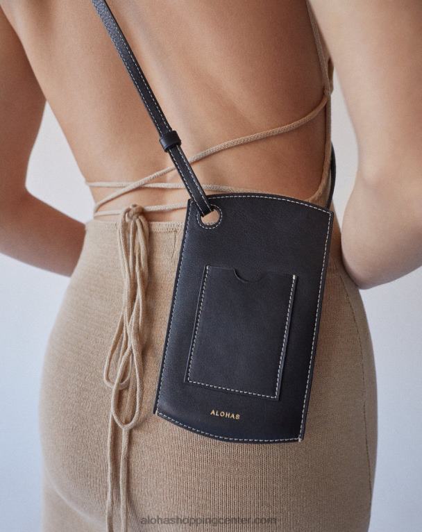 torbica za telefon - črna usnjena torbica ženske Alohas 0D4R81127