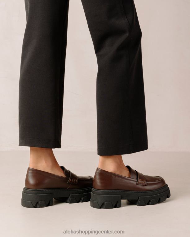 trailblazer - temno rjavi usnjeni loaferji ženske Alohas 0D4R827