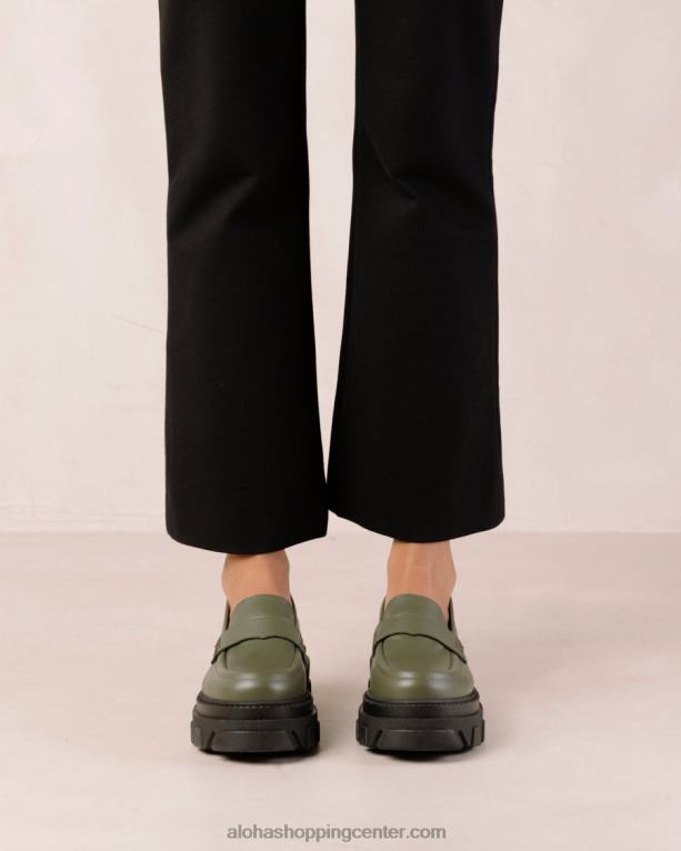 trailblazer - zeleni usnjeni loaferji ženske Alohas 0D4R826