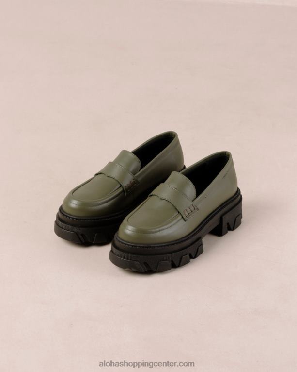 trailblazer - zeleni usnjeni loaferji ženske Alohas 0D4R826