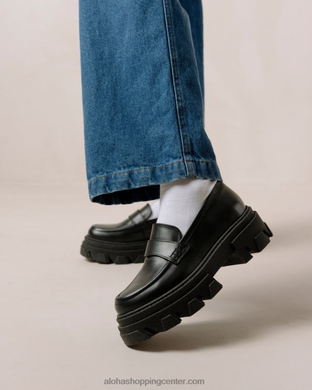 trailblazer - črni usnjeni loaferji ženske Alohas 0D4R828