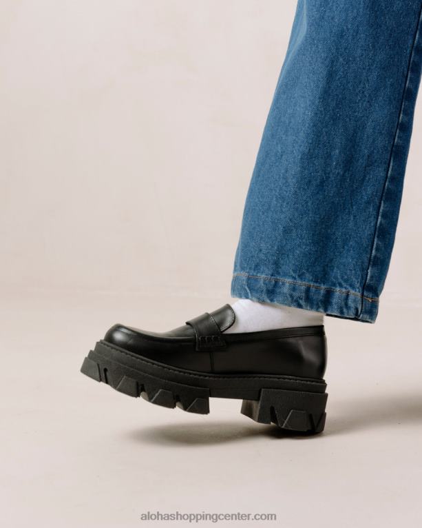 trailblazer - črni usnjeni loaferji ženske Alohas 0D4R828