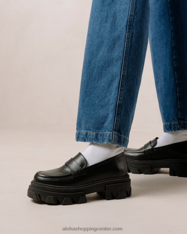 trailblazer - črni usnjeni loaferji ženske Alohas 0D4R828