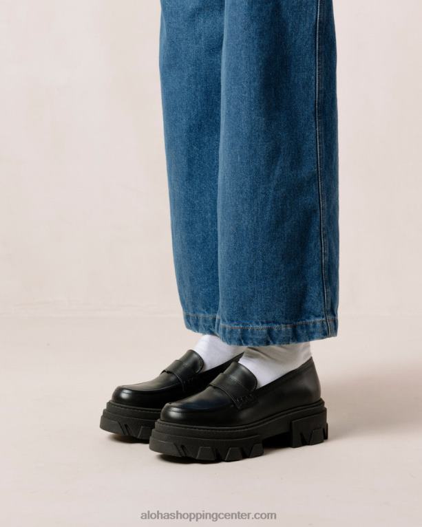 trailblazer - črni usnjeni loaferji ženske Alohas 0D4R828