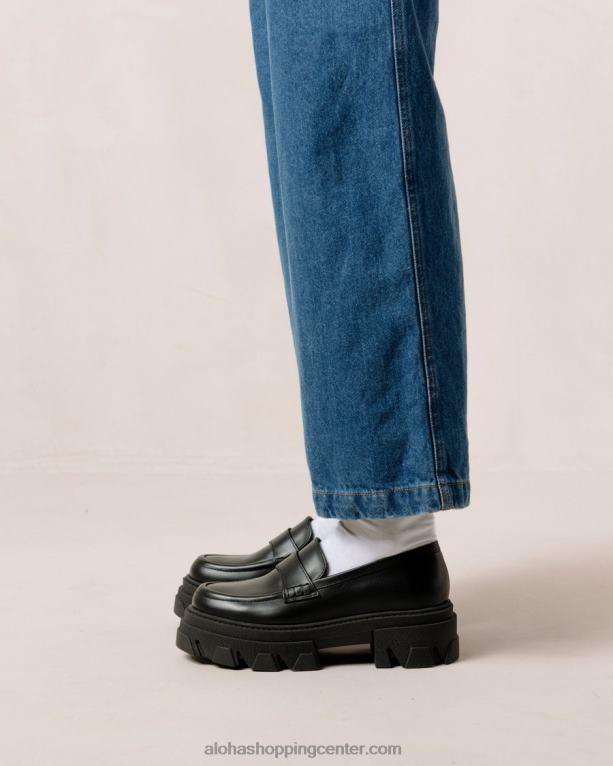 trailblazer - črni usnjeni loaferji ženske Alohas 0D4R828