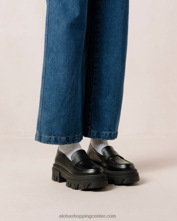 trailblazer - črni usnjeni loaferji ženske Alohas 0D4R828