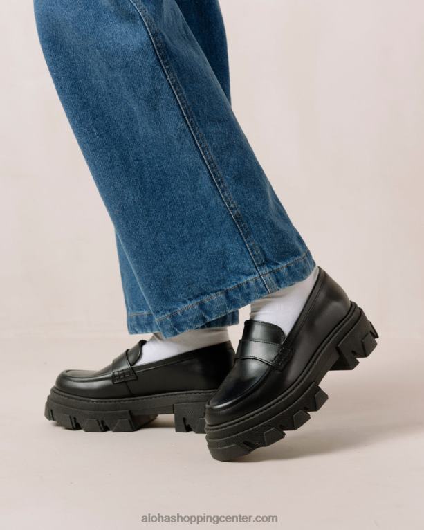 trailblazer - črni usnjeni loaferji ženske Alohas 0D4R828