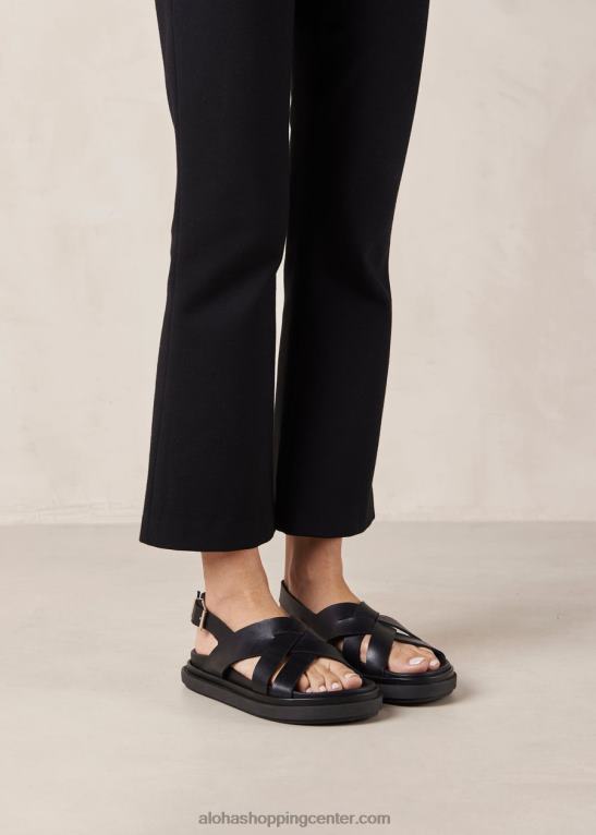 trunca - črni usnjeni sandali ženske Alohas 0D4R8370
