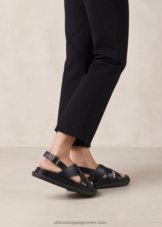trunca - črni usnjeni sandali ženske Alohas 0D4R8370