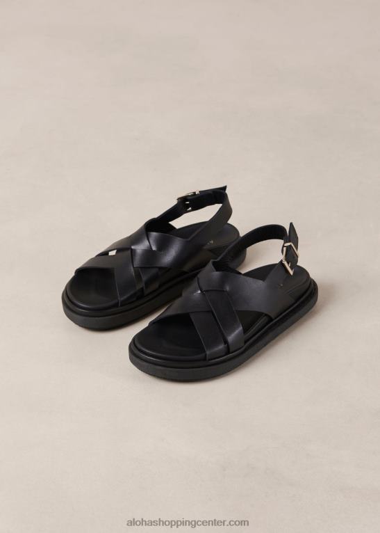 trunca - črni usnjeni sandali ženske Alohas 0D4R8370