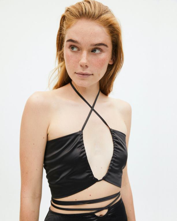 twirl - črn saten top ženske Alohas 0D4R8961