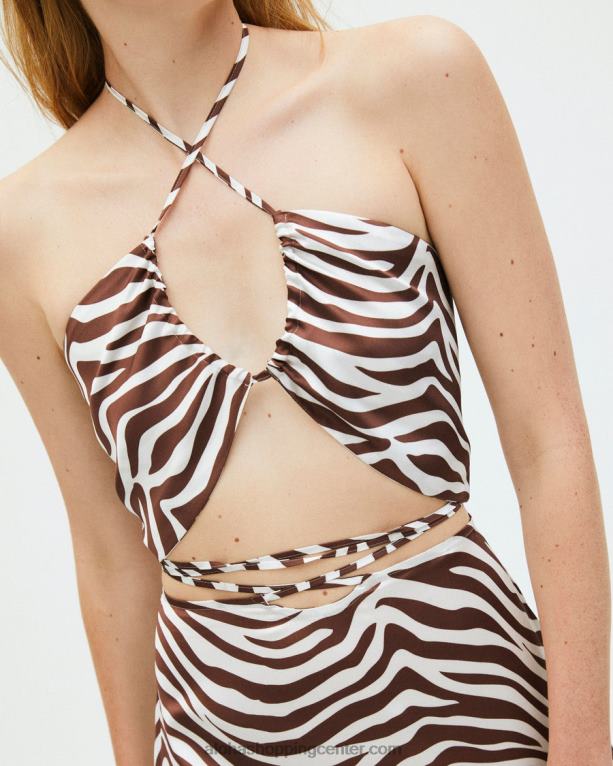 twirl safari - rjav in bel saten top ženske Alohas 0D4R8960