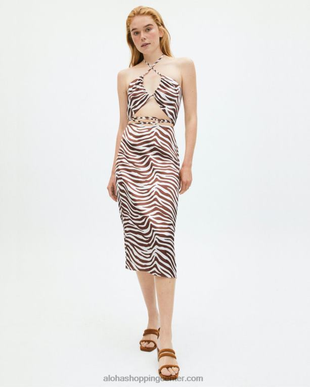 twirl safari - rjav in bel saten top ženske Alohas 0D4R8960