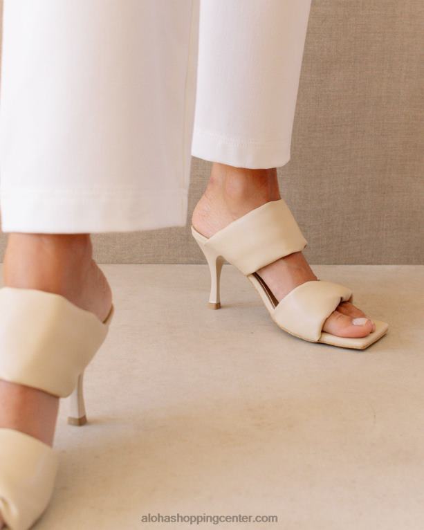 twist strap corn - bele veganske usnjene mule ženske Alohas 0D4R8427