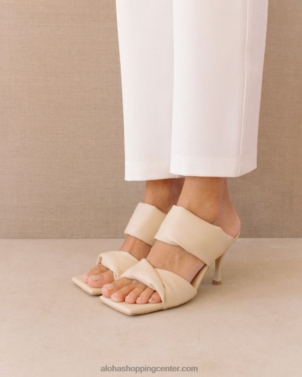 twist strap corn - bele veganske usnjene mule ženske Alohas 0D4R8427