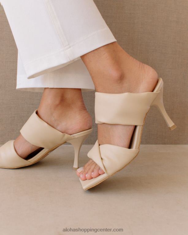 twist strap corn - bele veganske usnjene mule ženske Alohas 0D4R8427