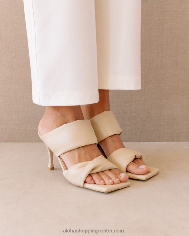 twist strap corn - bele veganske usnjene mule ženske Alohas 0D4R8427