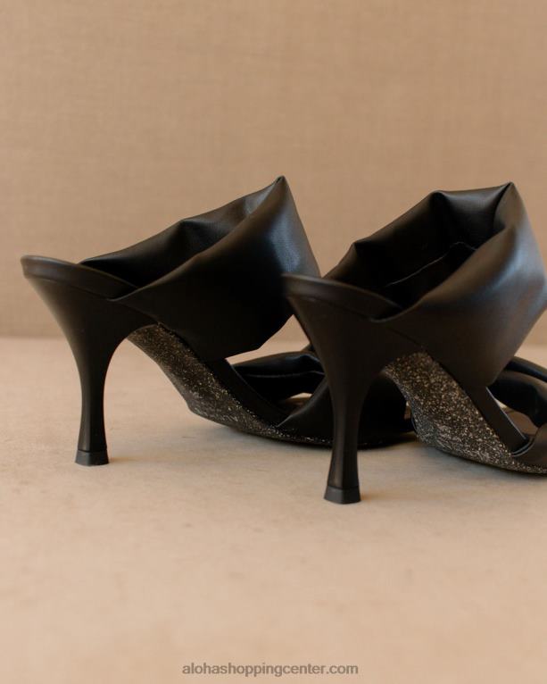 twist strap corn - črne veganske usnjene mule ženske Alohas 0D4R8429