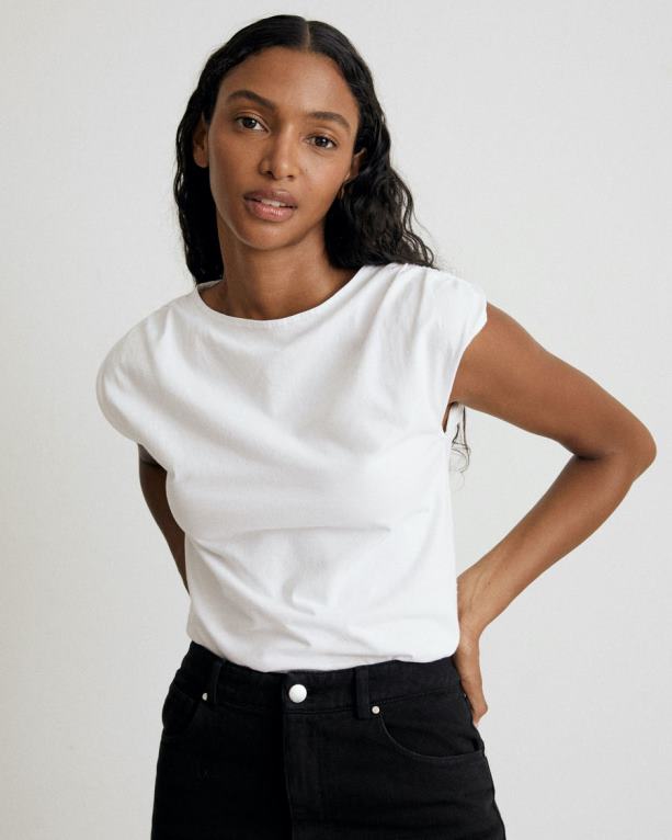 umirjen - bel bombažni top ženske Alohas 0D4R8786