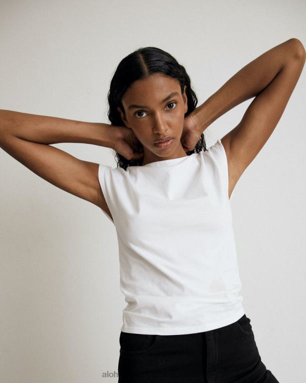 umirjen - bel bombažni top ženske Alohas 0D4R8786