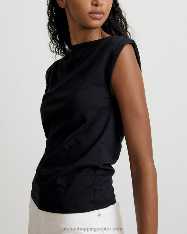 umirjen - črn bombažni top ženske Alohas 0D4R8785