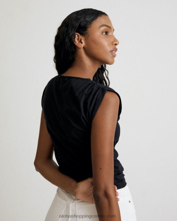 umirjen - črn bombažni top ženske Alohas 0D4R8785