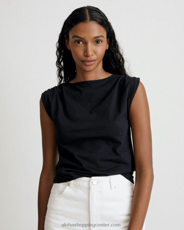 umirjen - črn bombažni top ženske Alohas 0D4R8785