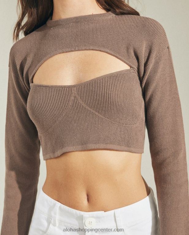 v središču pozornosti - rjav pleten top ženske Alohas 0D4R8817