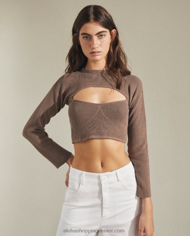 v središču pozornosti - rjav pleten top ženske Alohas 0D4R8817