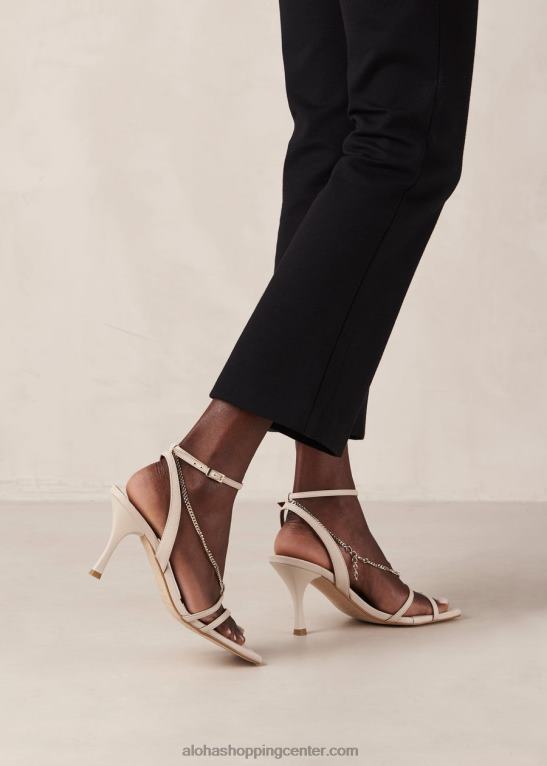 veriga s paščki - beli usnjeni sandali ženske Alohas 0D4R8592