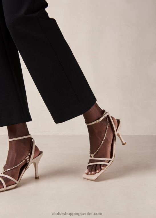 veriga s paščki - beli usnjeni sandali ženske Alohas 0D4R8592