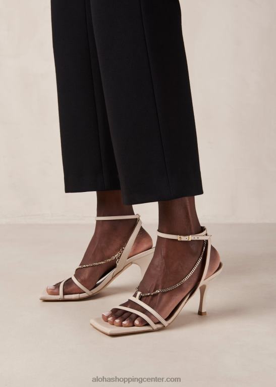 veriga s paščki - beli usnjeni sandali ženske Alohas 0D4R8592