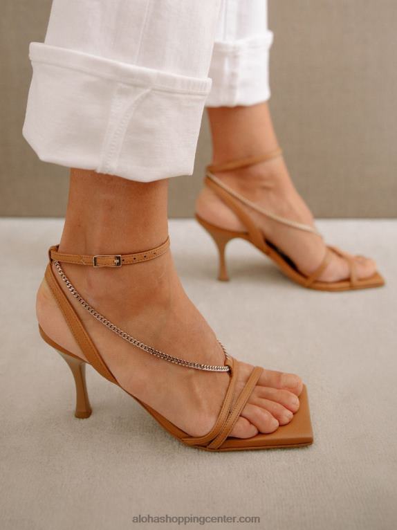 veriga s paščki - rjavi usnjeni sandali ženske Alohas 0D4R8214