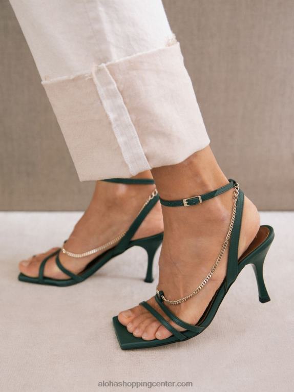 veriga s paščki - zeleni usnjeni sandali ženske Alohas 0D4R8215