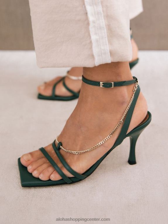 veriga s paščki - zeleni usnjeni sandali ženske Alohas 0D4R8215