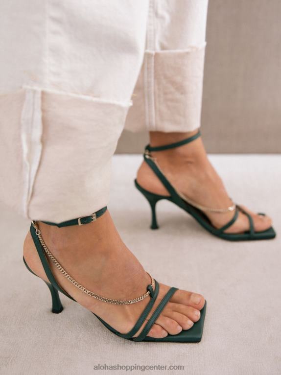 veriga s paščki - zeleni usnjeni sandali ženske Alohas 0D4R8215