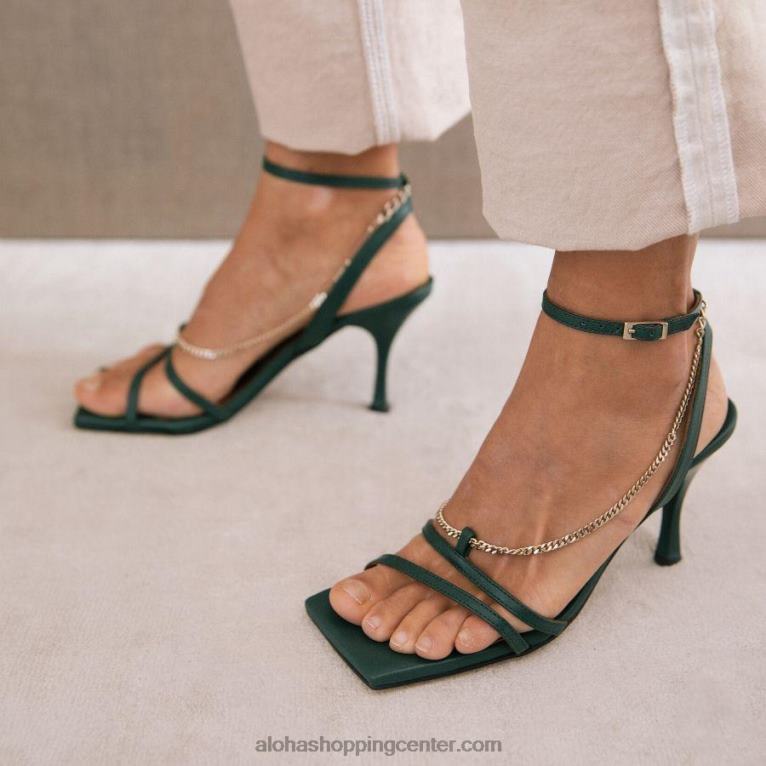 veriga s paščki - zeleni usnjeni sandali ženske Alohas 0D4R8215
