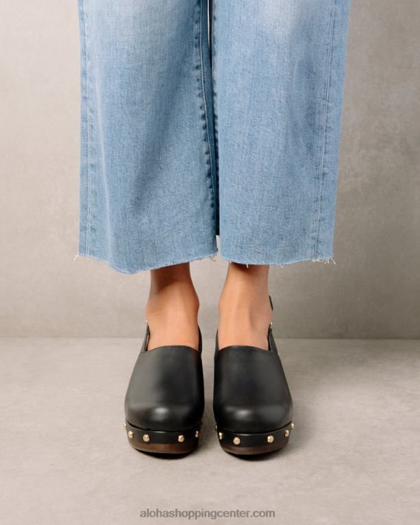 vinil - črne usnjene cokle ženske Alohas 0D4R8419