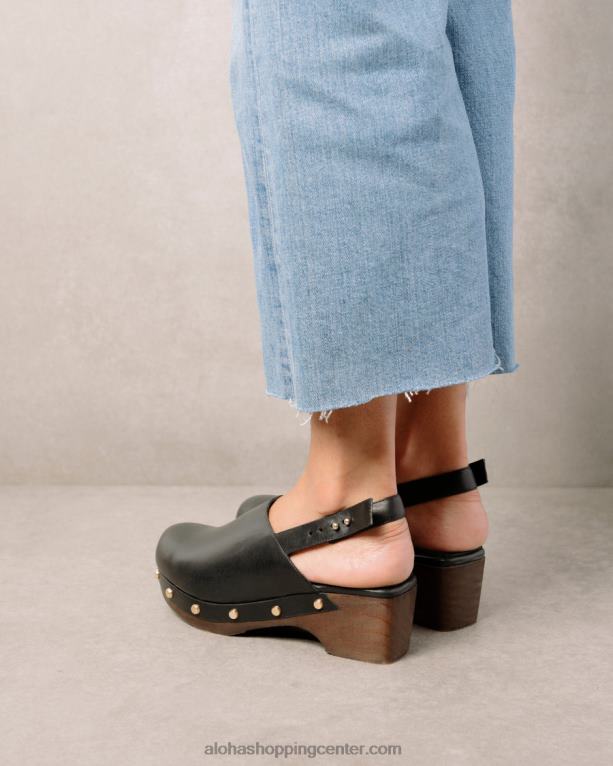 vinil - črne usnjene cokle ženske Alohas 0D4R8419