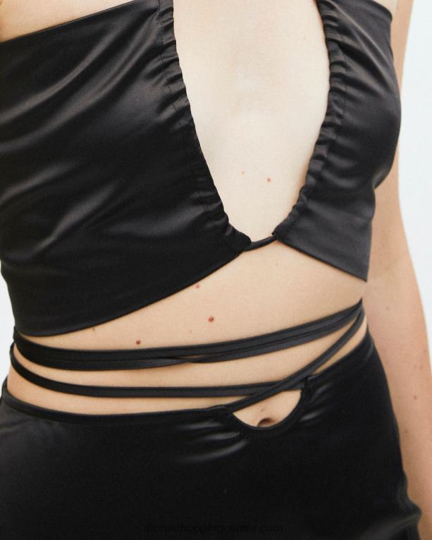 visoko vezano - črno satenasto krilo ženske Alohas 0D4R8843