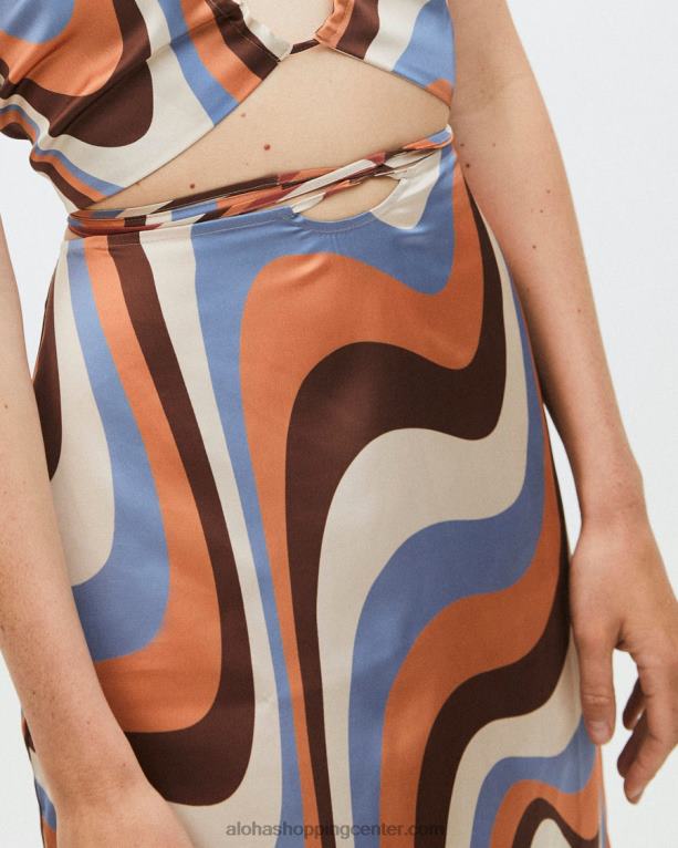 visoko zavezan kalejdoskop - modro satenasto krilo ženske Alohas 0D4R8844