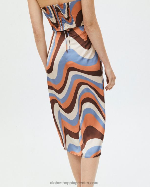 visoko zavezan kalejdoskop - modro satenasto krilo ženske Alohas 0D4R8844